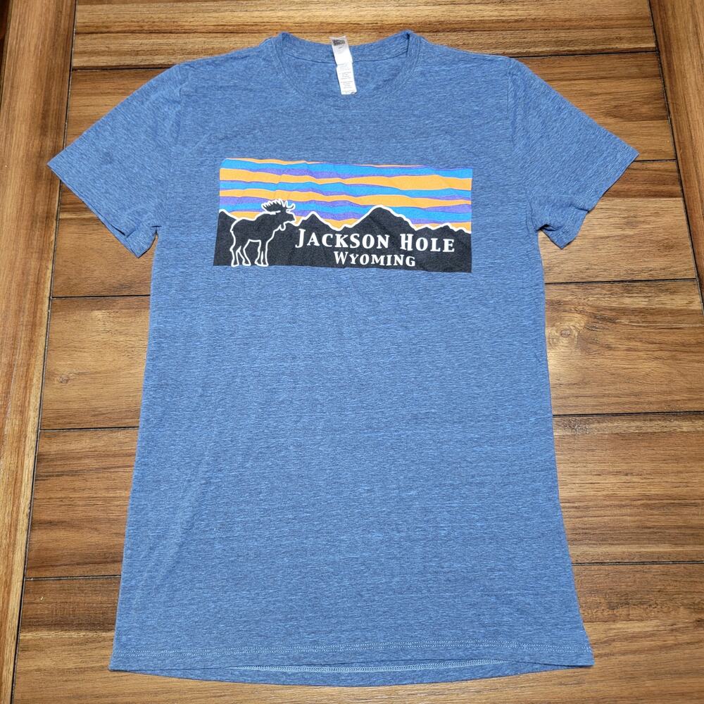 Jackson Hole Wyoming Blue Unisex Tee (Threadfast Apparel) - Size Small